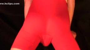 berliner red lycra wrestling singlet wank and cum