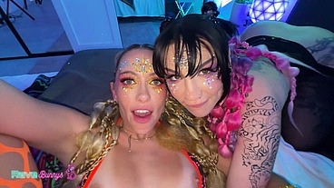 Rave Sluts Nova Cane And Khloe Kapri Take Turns Riding The DJ’s Cock!