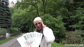 Blonde GILF takes my money for quicky on the street