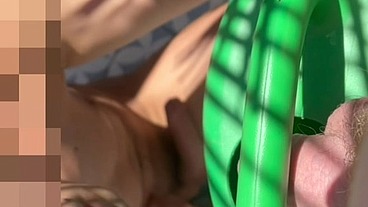 Ginger guy peeing in a plastic watering can in front of his horny naked friend who seems eager to drink piss