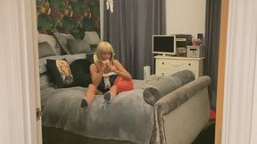 Festive Balloon Popping in Christmas Teddy & Glitter Heels