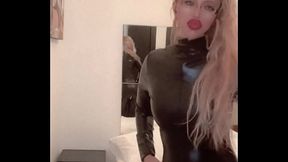 Barbie Doll Dance in Black Latex Catsuit