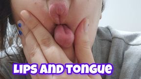 Lips & Tongue Fetish Close Up - Wet Play Chubby Girl