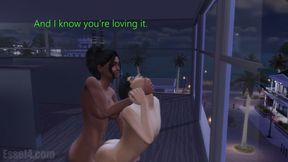 Futa gets her cock sucked under desk at work