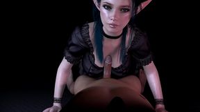 hot goth elf give a blowjob in pov - 3d porn