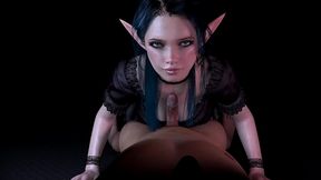 hot goth elf give a blowjob in pov - 3d porn