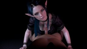 hot goth elf give a blowjob in pov - 3d porn