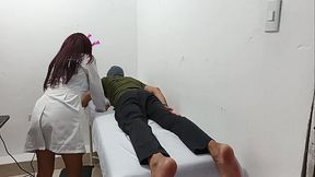 doctor fox tail fucks herself with a dildo