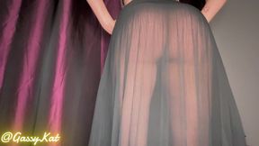 Farting in See-through Black Dress