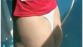 Blonde Gym Bunny Changes Black Panties – Spicy Indoor Moment