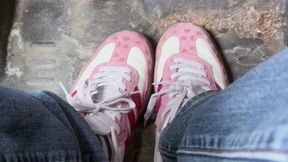 Mia driving with her adidas samba