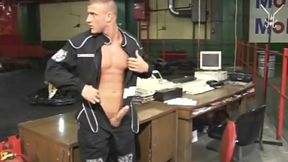 Young Muscular Hunk Jerks off His Huge Cock Solo at the Office and Busts a Massive Nut