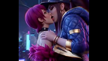 Akali x Evelynn Lesbian kissing (League of legends, K/Da, AI generated)