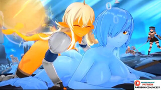 FUTANARI LESBIAN SLIME GIRL BIG ASS FUCK - FUTA HENTAI ANIMATED 60FPS 4K