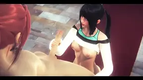 Yumiko plays with two friends and enjoys fucked by both of them in a church