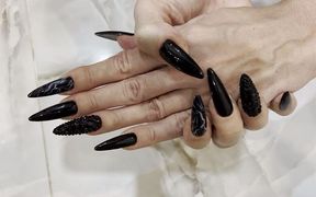 Long Black Nails, Long Fingers and Hands Worship