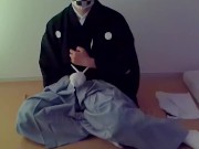【着物】紋付袴でしこしこ……日本人男性として最も改まった姿で行う高尚な手淫の様子です//////