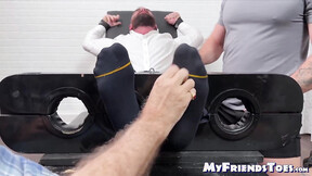 ”Bushy Diesel Varak squirmed & twitched in a tickle torment by hunky Hayden Hun”