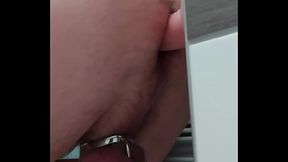 Anal dildo play with chastity
