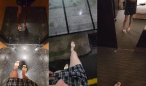 Asian shemale ting xuan gushes outdoors in public