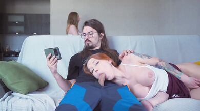 A Step Sister replaces her Step Bro's GF when she gets a call, but the girlfriend finds out and joins them