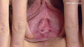 Adorable Alecia Fox rubs her hairy Russian virgin pussy solo