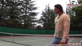 Tennis Girls Enjoy a Public Threesome in the Great Outdoors