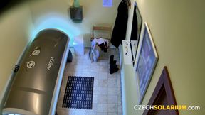 Czech Solarium 38: Busty Brunette Shows off Her Big Tits