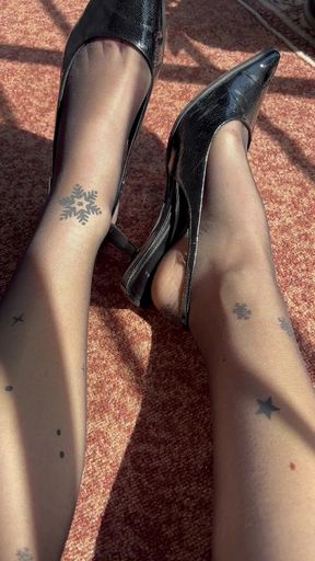 Cute heels in sexy stockings