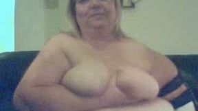 SBBW blonde webcam granny licks dildo and shows her fat tits