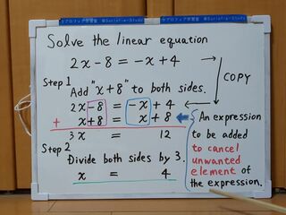 Tokyo 2024-first [1]Q4 Solve the linear equation.[JapanMath]