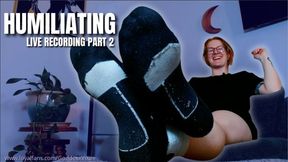 Humiliating Live Recording Part 2 - Enjoy the raw live stream of Goddexx Vixen using Her socks and soft soles against a new viewer… She rips them a new one when they dissatisfy Her…