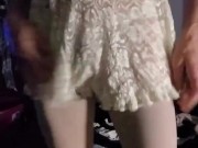 CD Michelle X Putting On Pantie hoes White Lingerie