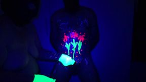 MaskedKinky - Male sub gets glowing paint on body and cock