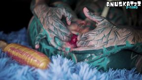 anal masturbation and squirt - skinny tattoo girl in latex - gapes and prolapse, atm