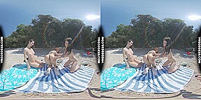 3 Babes Naked On Vacation Beach Picnic Playing Frisbee Searching For Shells And Bubbles