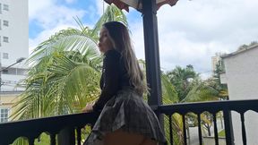 On the balcony… feeling naughty and ready for you 💦