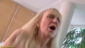 Naughty grandma enjoys rough anal with big toy for her age