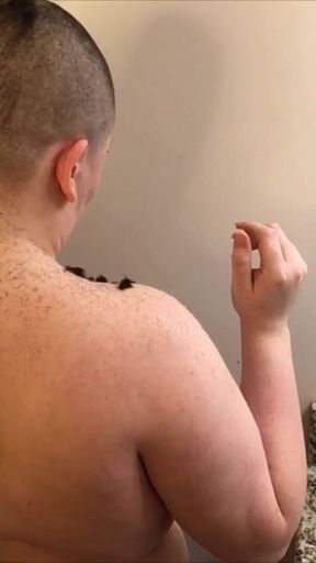 Submissive shaves head and brows for you