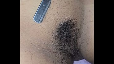 Stepfather shaves and fucks stepdaughter's hairy pussy before mom arrives