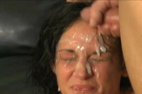 Watch lots of messy facial cumshots which horny amateur sluts deserve