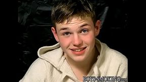 Freaky twink Jeremiah Johnson sucks own dick while smoking