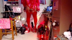 My BLACK DADDY Tre requested a red sissy outfit in 9 BBC SLUT platform stiletto heels