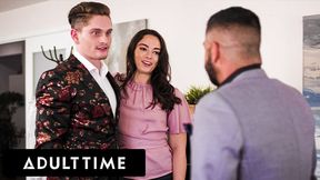 ADULT TIME - Bisexual Boss Gives Naughty Assistant A Facial With Her BF&#039;s Help! MMF THREESOME!
