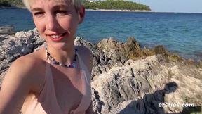 Annika Fingers Herself Outdoors & Gets All Wet and Wild