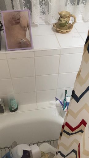 Playing in the mirror dick tease