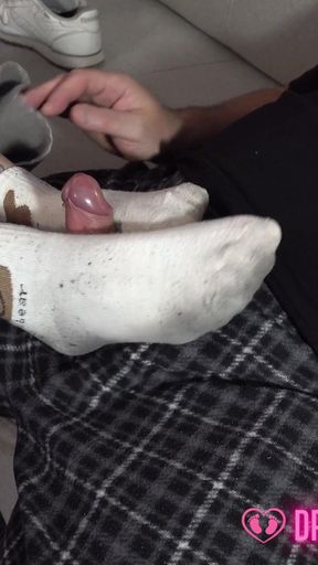 Laura's Sneaky Foot Massage Under the Blanket and Accidental Footjob - (dreamgirls in Socks)