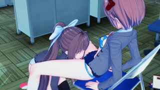 Sayori fucks Monika with a strapon in the club room - Doki Doki Literature Club hentai.ku