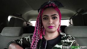 Picked up on the road slut Evolet turns out to be a great cock rider