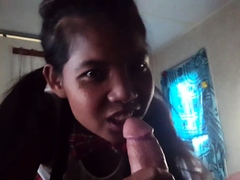 Asian amateur slut fucks blowjob and handjob